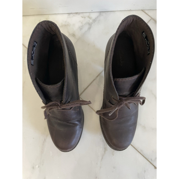 Clarks Carlisle Spice Leather Ankle Boot Heel Lace Up Women 9 M Brown - Picture 4 of 10